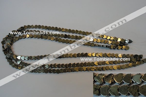 CPY330 15.5 inches 6*6mm heart pyrite gemstone beads wholesale