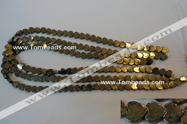 CPY331 15.5 inches 8*8mm heart pyrite gemstone beads wholesale