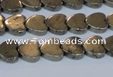 CPY332 15.5 inches 10*10mm heart pyrite gemstone beads