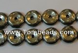 CPY336 15.5 inches 12mm donut pyrite gemstone beads wholesale