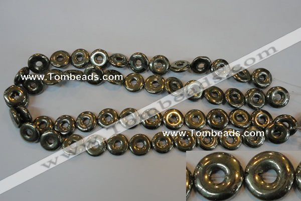 CPY338 15.5 inches 16mm donut pyrite gemstone beads wholesale