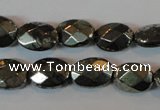 CPY343 15.5 inches 10*14mm faceted oval pyrite gemstone beads wholesale