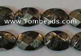 CPY344 15.5 inches 13*18mm faceted oval pyrite gemstone beads wholesale