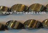 CPY348 15.5 inches 10*20mm twisted rice pyrite gemstone beads wholesale