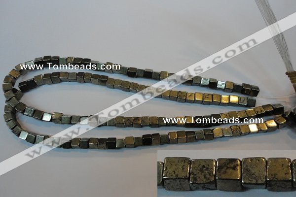 CPY351 15.5 inches 6*6mm cube pyrite gemstone beads wholesale