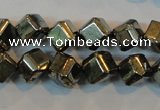 CPY361 15.5 inches 6*6mm faceted cube pyrite gemstone beads