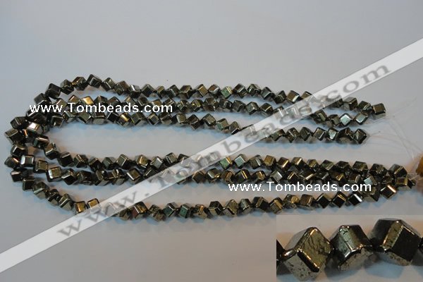 CPY361 15.5 inches 6*6mm faceted cube pyrite gemstone beads