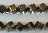 CPY362 15.5 inches 8*8mm faceted cube pyrite gemstone beads