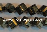 CPY363 15.5 inches 10*10mm faceted cube pyrite gemstone beads