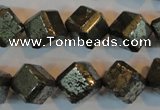 CPY364 15.5 inches 12*12mm faceted cube pyrite gemstone beads