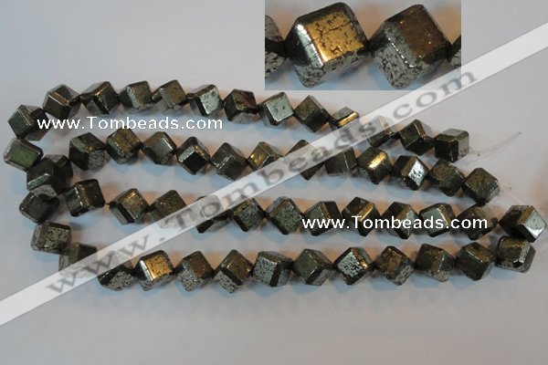 CPY364 15.5 inches 12*12mm faceted cube pyrite gemstone beads