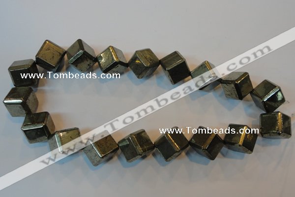 CPY365 15.5 inches 16*16mm faceted cube pyrite gemstone beads
