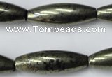 CPY368 15.5 inches 10*30mm rice pyrite gemstone beads wholesale