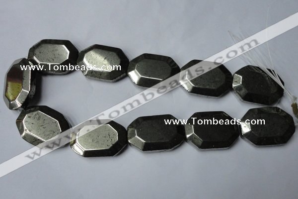 CPY370 15.5 inches 25*35mm octagonal pyrite gemstone beads wholesale