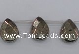 CPY378 Top drilled 12*16mm briolette pyrite gemstone beads