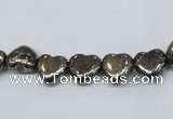 CPY390 Top drilled 8*8mm heart pyrite gemstone beads