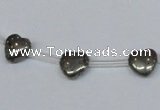 CPY391 Top drilled 8*8mm heart pyrite gemstone beads wholesale