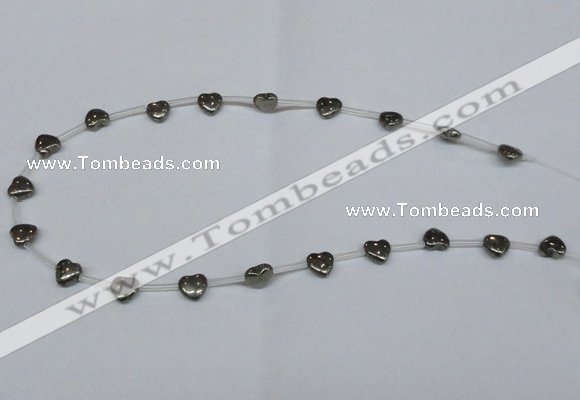 CPY391 Top drilled 8*8mm heart pyrite gemstone beads wholesale