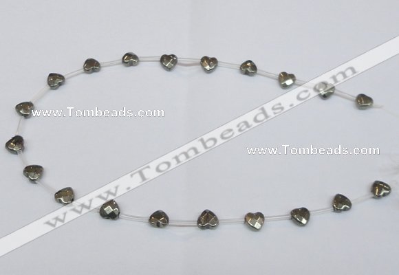 CPY393 Top drilled 8*8mm faceted heart pyrite gemstone beads wholesale