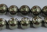 CPY405 15.5 inches 12mm round pyrite gemstone beads wholesale