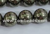 CPY407 15.5 inches 16mm round pyrite gemstone beads wholesale