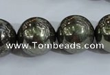 CPY408 15.5 inches 18mm round pyrite gemstone beads wholesale