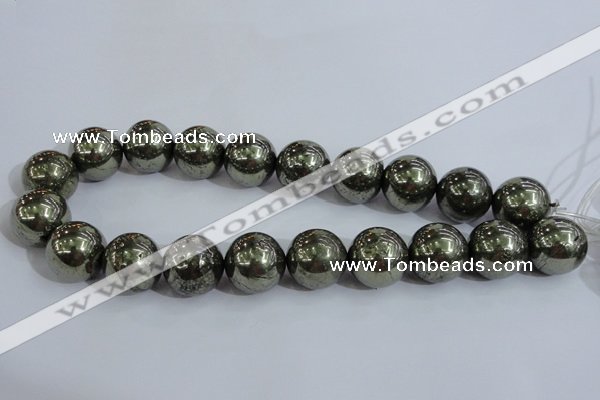 CPY409 15.5 inches 20mm round pyrite gemstone beads wholesale