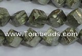 CPY411 15.5 inches 10*10mm faceted cube pyrite gemstone beads