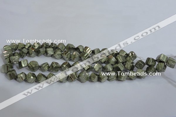 CPY411 15.5 inches 10*10mm faceted cube pyrite gemstone beads