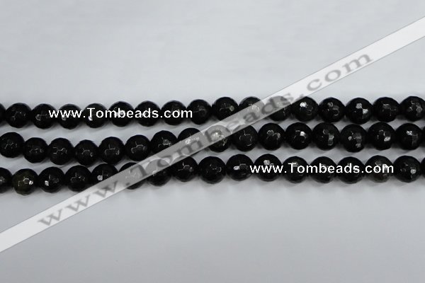 CPY502 15.5 inches 8mm faceted round natural chalcopyrite beads