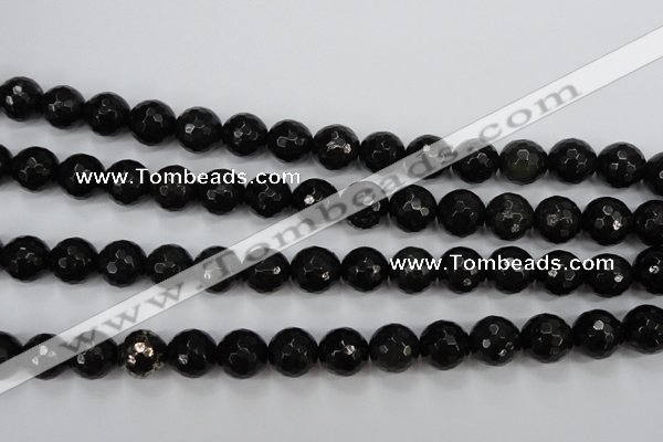 CPY503 15.5 inches 10mm faceted round natural chalcopyrite beads