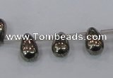 CPY551 Top drilled 8*12mm teardrop pyrite gemstone beads