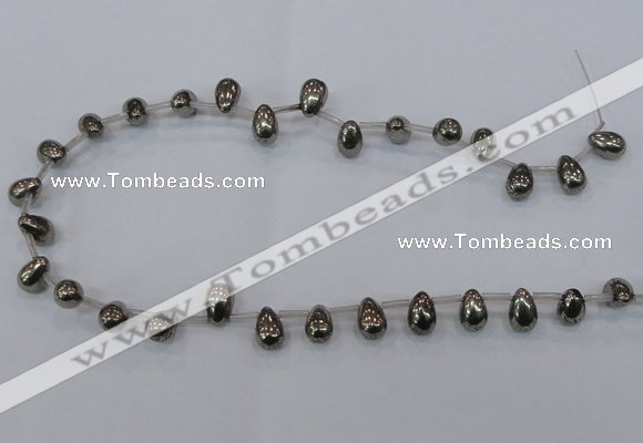 CPY551 Top drilled 8*12mm teardrop pyrite gemstone beads