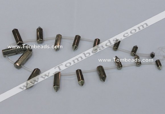 CPY556 Top drilled 6*14mm - 8*35mm sticks pyrite gemstone beads