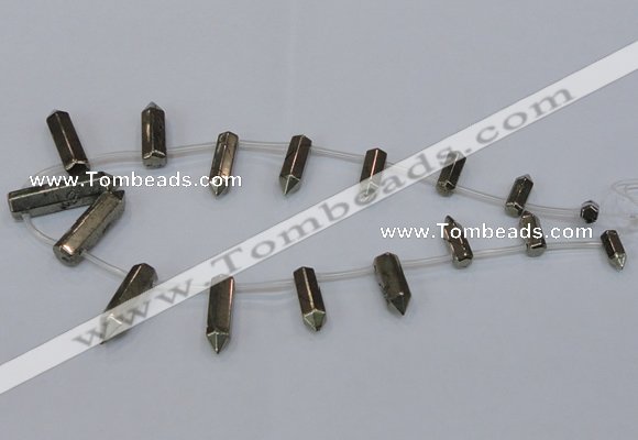 CPY556 Top drilled 6*14mm - 8*35mm sticks pyrite gemstone beads