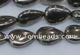 CPY578 15.5 inches 13*18mm flat teardrop pyrite gemstone beads