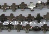 CPY581 15.5 inches 8*8mm cross pyrite gemstone beads wholesale