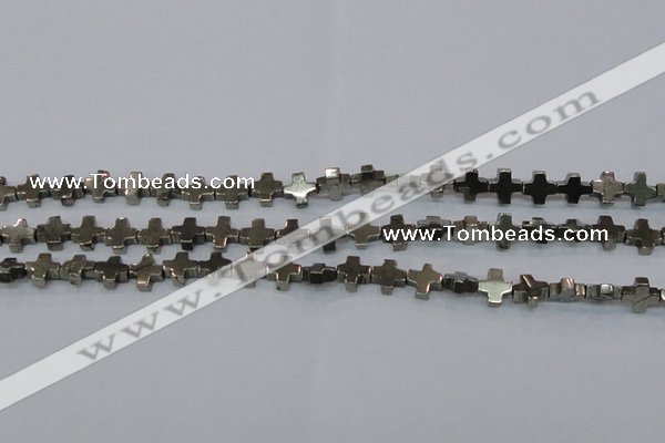 CPY582 15.5 inches 11*11mm cross pyrite gemstone beads wholesale