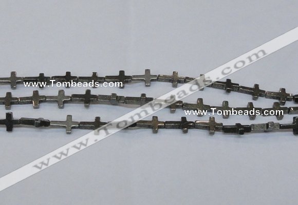 CPY583 15.5 inches 10*15mm cross pyrite gemstone beads wholesale