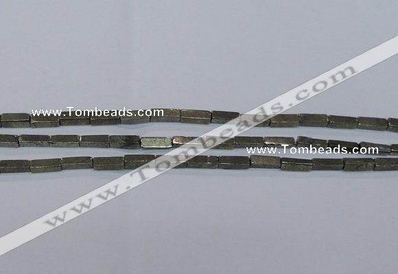 CPY592 15.5 inches 4*12mm cuboid pyrite gemstone beads