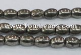 CPY597 15.5 inches 6*8mm rice pyrite gemstone beads wholesale