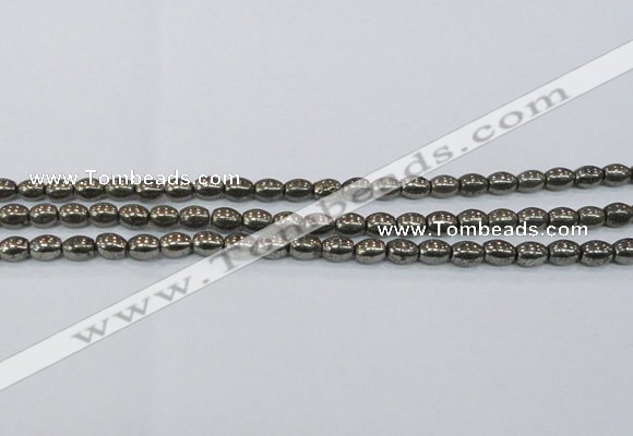 CPY597 15.5 inches 6*8mm rice pyrite gemstone beads wholesale