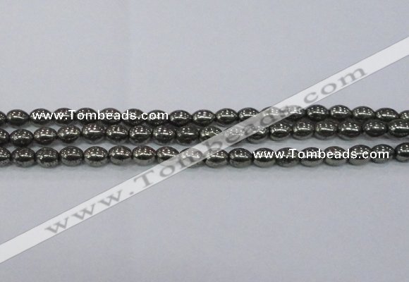 CPY598 15.5 inches 8*10mm rice pyrite gemstone beads wholesale