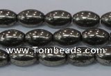 CPY599 15.5 inches 8*12mm rice pyrite gemstone beads wholesale