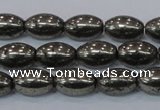 CPY599 15.5 inches 8*12mm rice pyrite gemstone beads wholesale