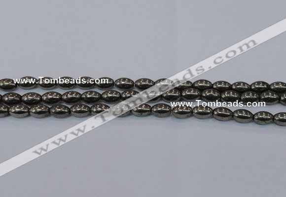 CPY599 15.5 inches 8*12mm rice pyrite gemstone beads wholesale