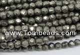 CPY60 15.5 inches 5mm faceted round pyrite gemstone beads wholesale