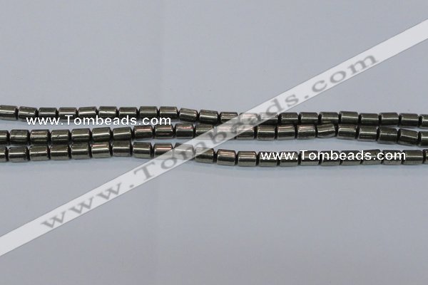 CPY608 15.5 inches 6*9mm tube pyrite gemstone beads