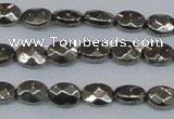 CPY630 15.5 inches 6*8mm faceted oval pyrite gemstone beads