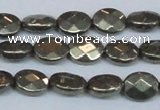 CPY631 15.5 inches 8*10mm faceted oval pyrite gemstone beads